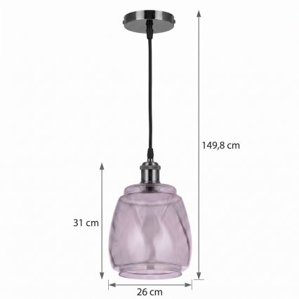 BRILAGI - Κρεμαστό φωτιστικό LED σε καλώδιο RETRO GLASS 1xE27/60W/230V διάμ. 26 cm μαύρο/καπνιστό γκρι