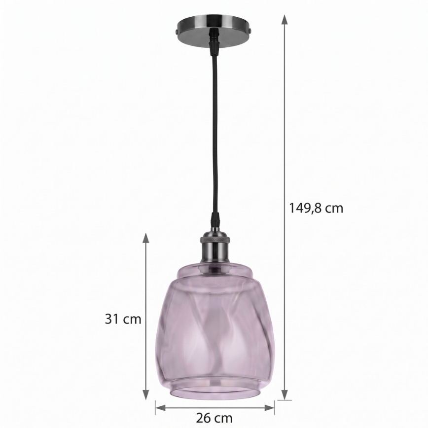 BRILAGI - Κρεμαστό φωτιστικό LED σε καλώδιο RETRO GLASS 1xE27/60W/230V διάμ. 26 cm μαύρο/καπνιστό γκρι