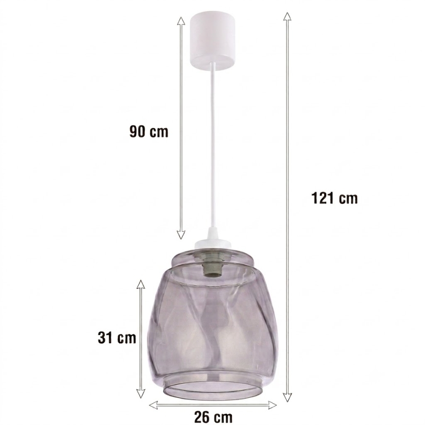 Brilagi - LED κρεμαστό φωτιστικό με καλώδιο RETRO GLASS 1xE27/60W/230V Ø 26 cm λευκό/καπνιστό γκρι