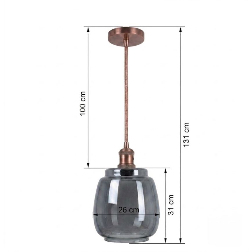 BRILAGI - LED κρεμαστό φωτιστικό σε καλώδιο RETRO GLASS 1xE27/60W/230V Ø 26 cm χάλκινο/καπνιστό γκρι