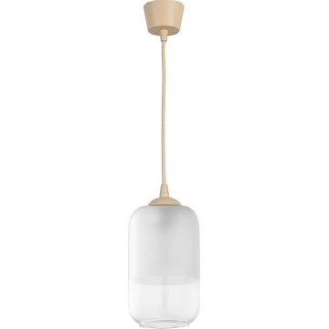 Brilagi - LED κρεμαστό φωτιστικό με καλώδιο RETRO GLASS 1xE27/60W/230V, διάμετρος 14 εκ., μπεζ/λευκό