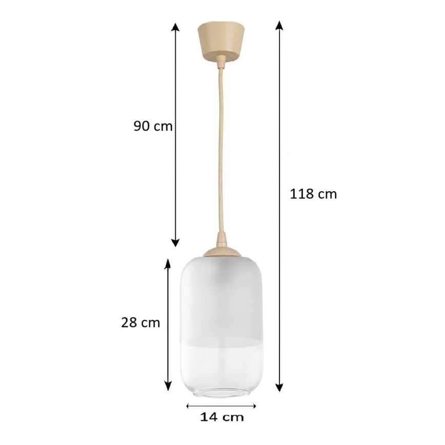 Brilagi - LED κρεμαστό φωτιστικό με καλώδιο RETRO GLASS 1xE27/60W/230V, διάμετρος 14 εκ., μπεζ/λευκό