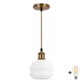 BRILAGI - LED Κρεμαστό φωτιστικό με καλώδιο RETRO GLASS 1xE27/60W/230V Διάμετρος 20 εκ. χρυσό/λευκό