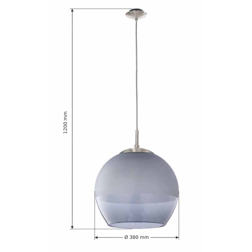 BRILAGI - LED κρεμαστό φωτιστικό σε καλώδιο RETRO GLASS 1xE27/60W/230V Ø 38 cm ματ χρώμιο/καπνιστό γκρι