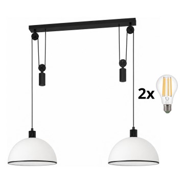 BRILAGI - LED κρεμαστό φωτιστικό με καλώδιο RETRO GLASS 2xE27/40W/230V μαύρο/λευκό