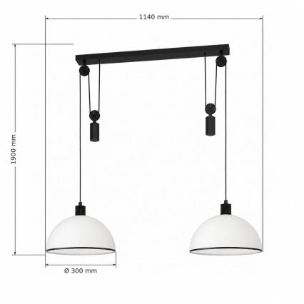 BRILAGI - LED κρεμαστό φωτιστικό με καλώδιο RETRO GLASS 2xE27/40W/230V μαύρο/λευκό