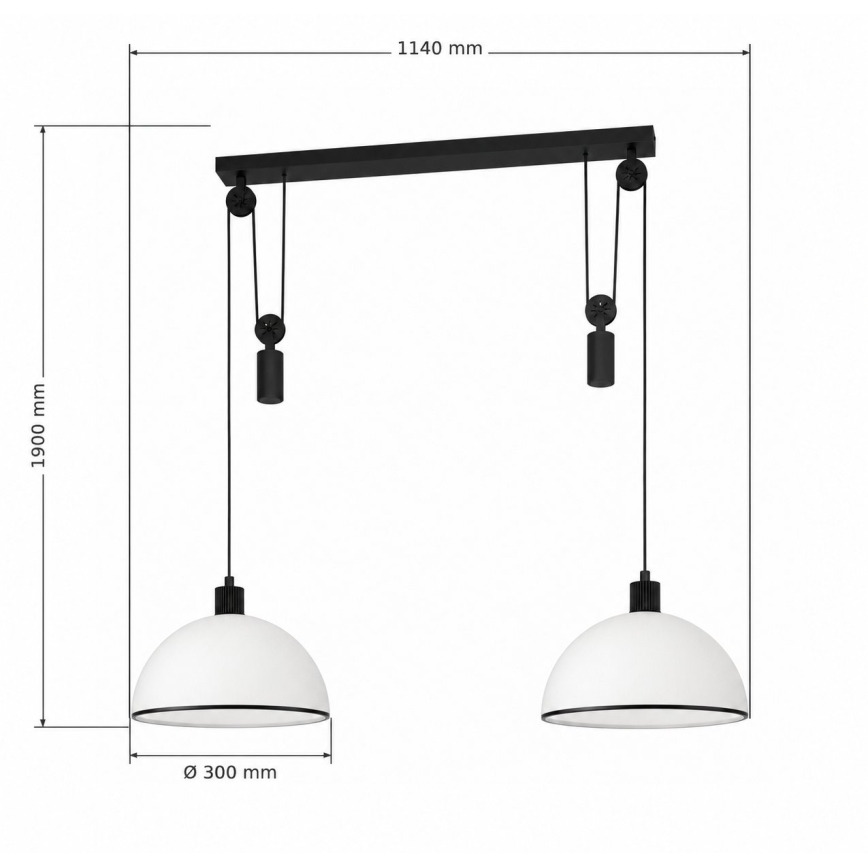 BRILAGI - LED κρεμαστό φωτιστικό με καλώδιο RETRO GLASS 2xE27/40W/230V μαύρο/λευκό