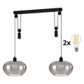 BRILAGI - LED κρεμαστό φωτιστικό με καλώδιο RETRO GLASS 2xE27/40W/230V μαύρο/καπνιστό γκρι