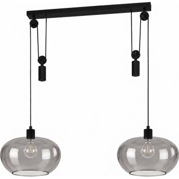 BRILAGI - LED κρεμαστό φωτιστικό με καλώδιο RETRO GLASS 2xE27/40W/230V μαύρο/καπνιστό γκρι