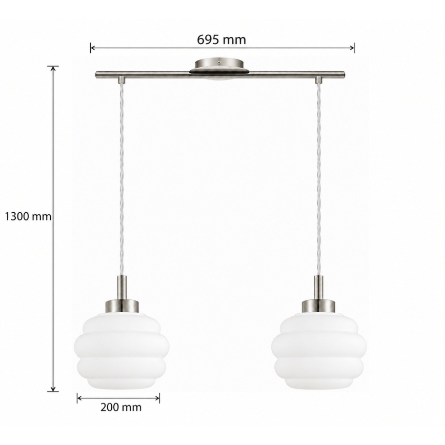 BRILAGI - LED Κρεμαστό φωτιστικό με καλώδιο RETRO GLASS 2xE27/60W/230V ματ χρώμιο/λευκό