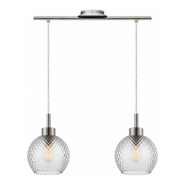 BRILAGI - LED κρεμαστό φωτιστικό με καλώδιο RETRO GLASS 2xE27/60W/230V ματ χρώμιο/καπνιστό γκρι