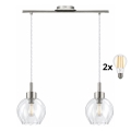 BRILAGI - LED Κρεμαστό φωτιστικό με καλώδιο RETRO GLASS 2xE27/60W/230V ματ χρώμιο/διάφανο