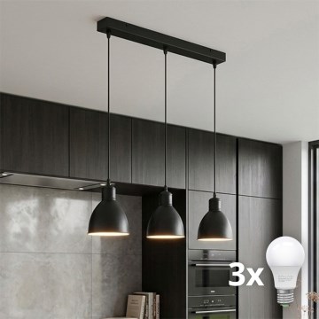 Brilagi - LED κρεμαστό φωτιστικό με καλώδιο RIDDY 3xE27/60W/230V μαύρο