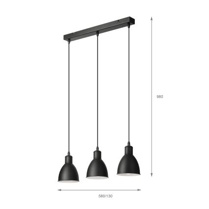 Brilagi - LED κρεμαστό φωτιστικό με καλώδιο RIDDY 3xE27/60W/230V μαύρο