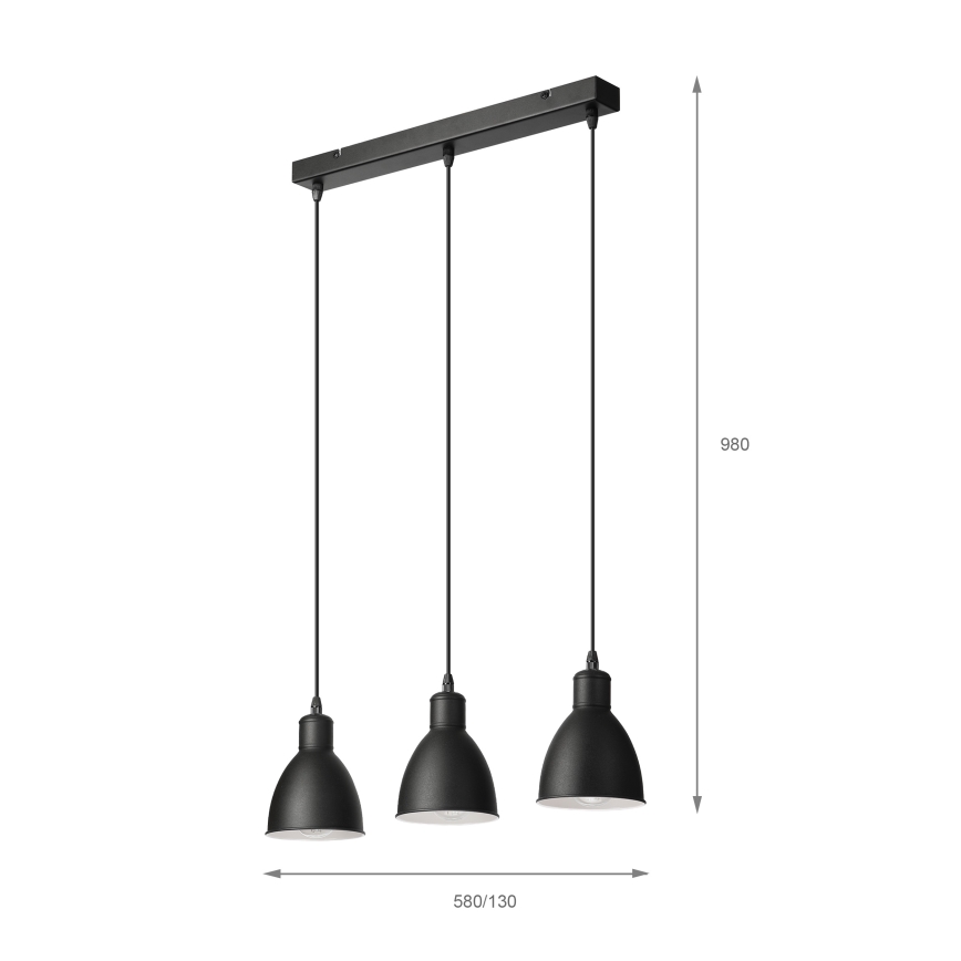 Brilagi - LED κρεμαστό φωτιστικό με καλώδιο RIDDY 3xE27/60W/230V μαύρο