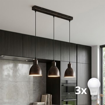 Brilagi - LED κρεμαστό φωτιστικό με καλώδιο RIDDY 3xE27/60W/230V χάλκινο/πατίνα