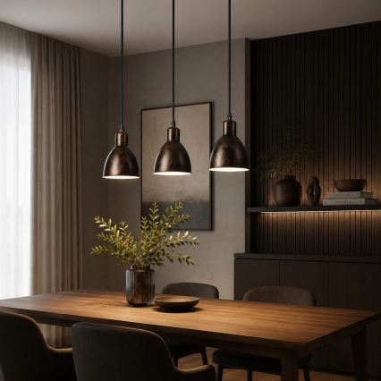 Brilagi - LED κρεμαστό φωτιστικό με καλώδιο RIDDY 3xE27/60W/230V χάλκινο/πατίνα