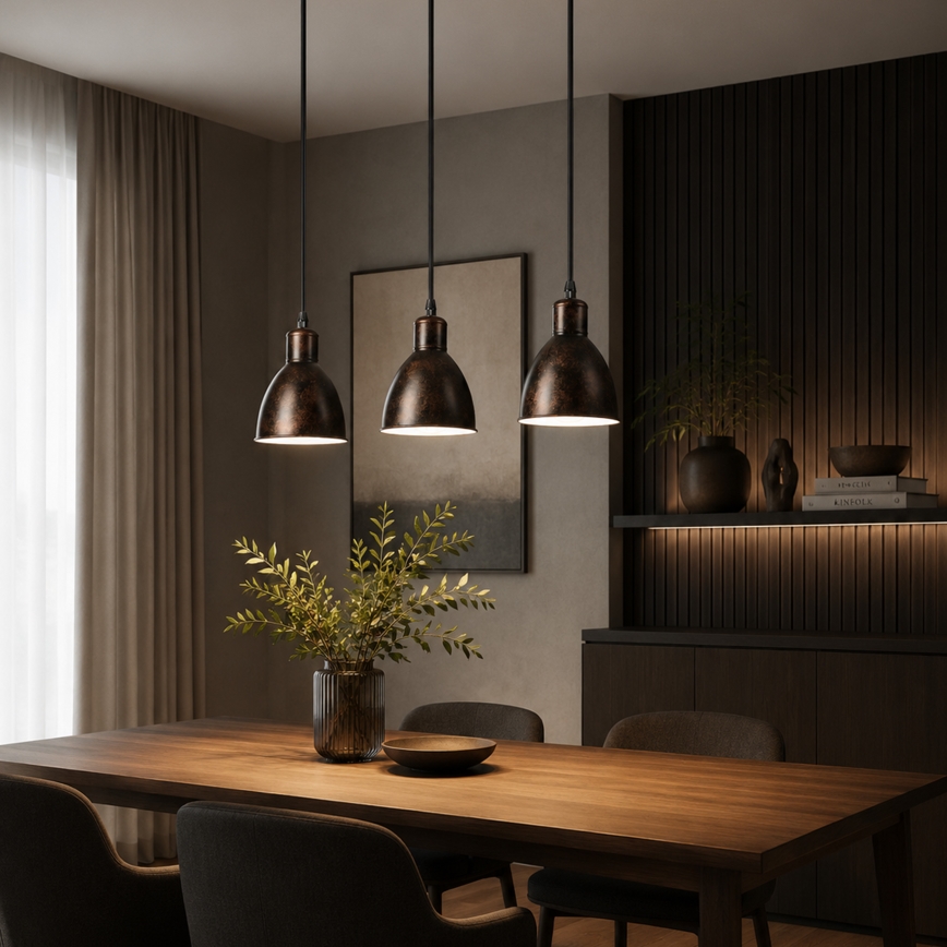Brilagi - LED κρεμαστό φωτιστικό με καλώδιο RIDDY 3xE27/60W/230V χάλκινο/πατίνα