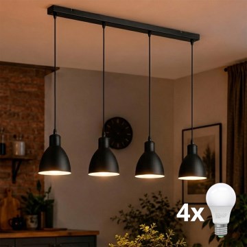 Brilagi - LED κρεμαστό φωτιστικό με καλώδιο RIDDY 4xE27/60W/230V μαύρο