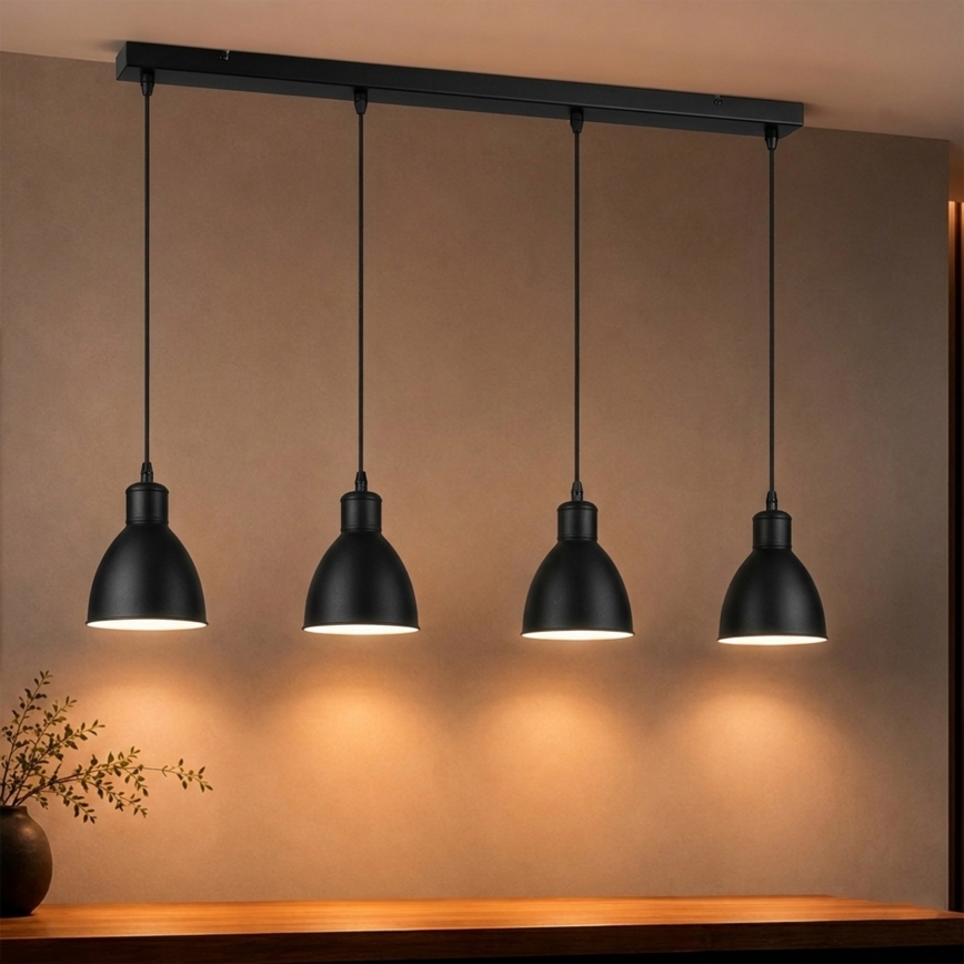 Brilagi - LED κρεμαστό φωτιστικό με καλώδιο RIDDY 4xE27/60W/230V μαύρο