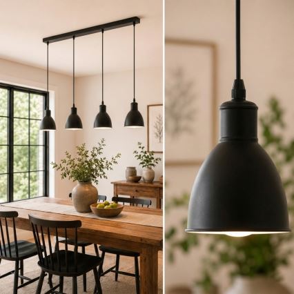 Brilagi - LED κρεμαστό φωτιστικό με καλώδιο RIDDY 4xE27/60W/230V μαύρο