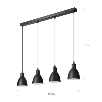 Brilagi - LED κρεμαστό φωτιστικό με καλώδιο RIDDY 4xE27/60W/230V μαύρο