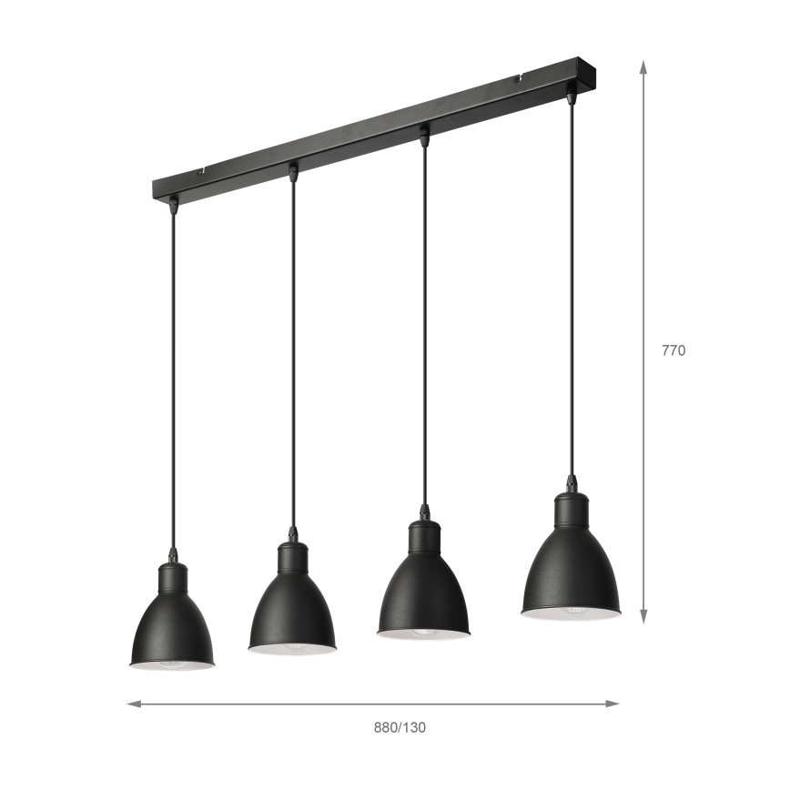Brilagi - LED κρεμαστό φωτιστικό με καλώδιο RIDDY 4xE27/60W/230V μαύρο