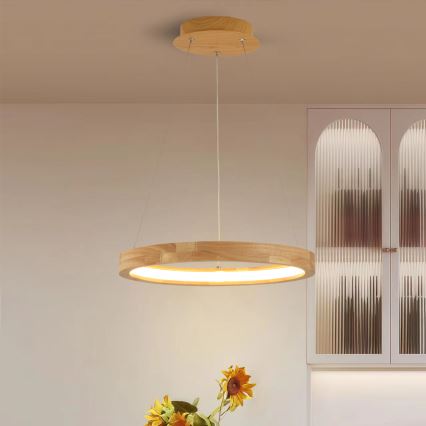 Brilagi - LED κρεμαστό φωτιστικό με καλώδιο UMEA WOOD LED/30W/230V Ø 40 cm ξύλο