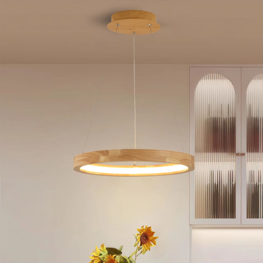 Brilagi - LED κρεμαστό φωτιστικό με καλώδιο UMEA WOOD LED/30W/230V Ø 40 cm ξύλο