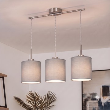 Brilagi - LED κρεμαστό φωτιστικό με σύρμα NUBILA 3xE27/60W/230V ανοιχτό γκρι