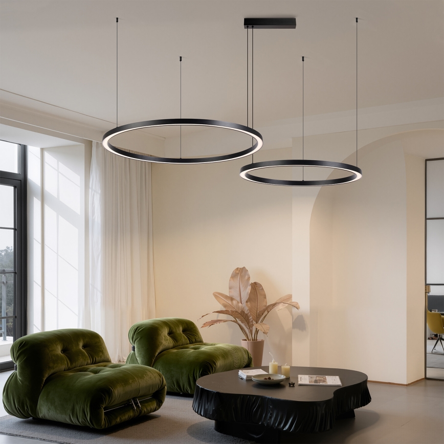 Brilagi - Ρυθμιζόμενος LED πολυέλαιος σε καλώδιο PORTOFINO LED/98W/230V 3000-6000K μαύρος + τηλεχειριστήριο