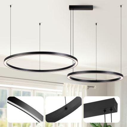 Brilagi - Ρυθμιζόμενος LED πολυέλαιος σε καλώδιο PORTOFINO LED/98W/230V 3000-6000K μαύρος + τηλεχειριστήριο