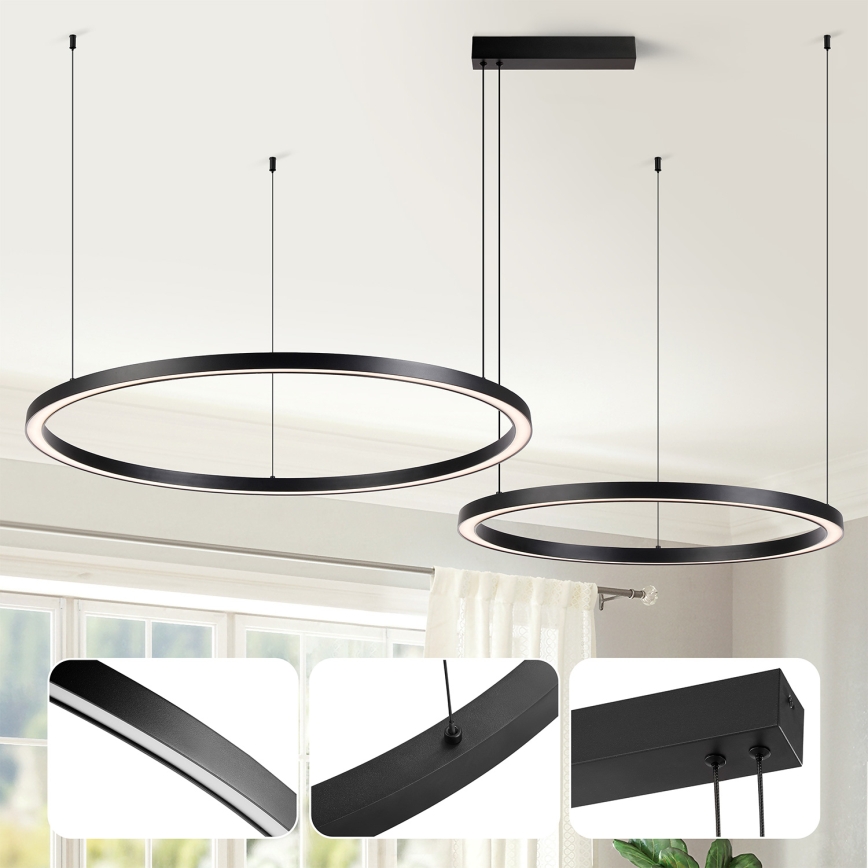 Brilagi - Ρυθμιζόμενος LED πολυέλαιος σε καλώδιο PORTOFINO LED/98W/230V 3000-6000K μαύρος + τηλεχειριστήριο