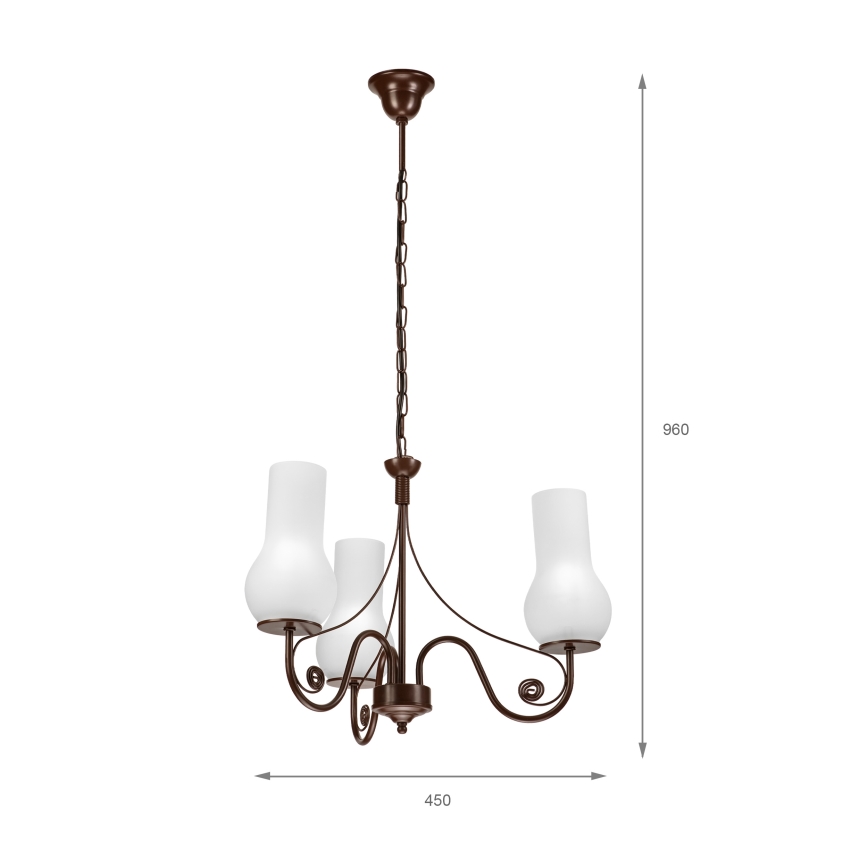 Brilagi - LED Κρεμαστό φωτιστικό οροφής COTTAGE 3xE14/40W/230V καφέ/λευκό