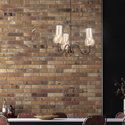 Brilagi - LED Κρεμαστό φωτιστικό οροφής COTTAGE 3xE14/40W/230V καφέ