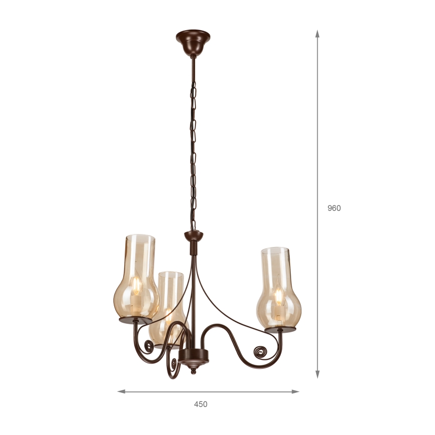 Brilagi - LED Κρεμαστό φωτιστικό οροφής COTTAGE 3xE14/40W/230V καφέ