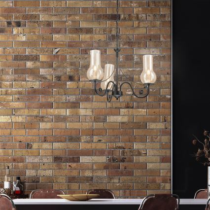 Brilagi - LED Κρεμαστό φωτιστικό οροφής COTTAGE 3xE14/40W/230V μαύρο/καφέ