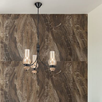 Brilagi - LED Κρεμαστό φωτιστικό οροφής COTTAGE 3xE14/40W/230V οξιά/καφέ