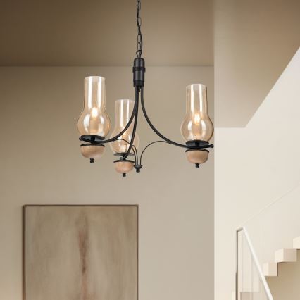 Brilagi - LED Κρεμαστό φωτιστικό οροφής COTTAGE 3xE14/40W/230V οξιά/καφέ