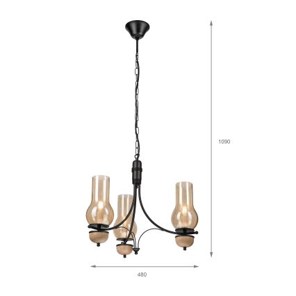 Brilagi - LED Κρεμαστό φωτιστικό οροφής COTTAGE 3xE14/40W/230V οξιά/καφέ