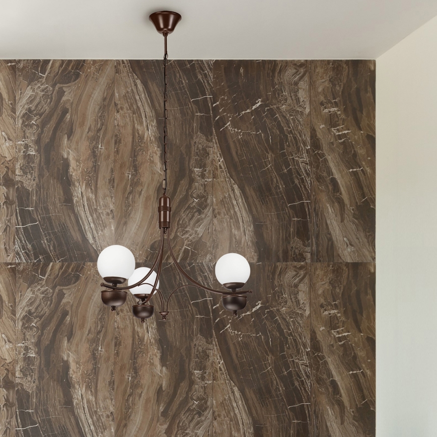 Brilagi - LED Κρεμαστό φωτιστικό οροφής COTTAGE 3xG9/40W/230V καφέ/λευκό