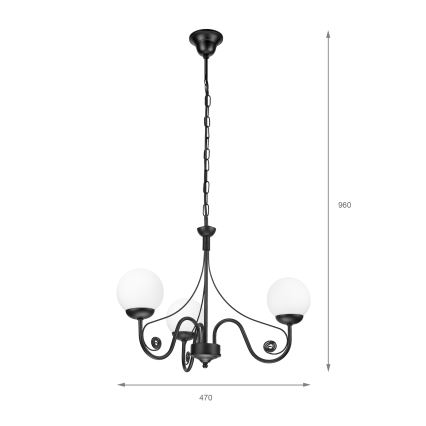 Brilagi - LED Κρεμαστό φωτιστικό οροφής COTTAGE 3xG9/40W/230V μαύρο/λευκό