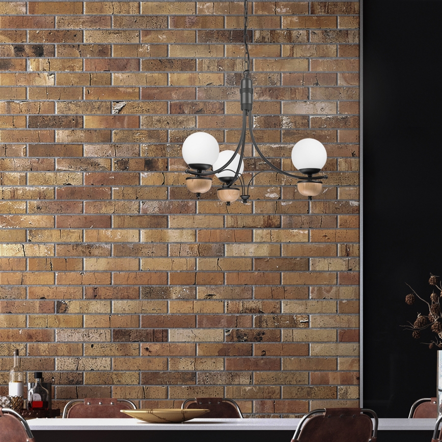 Brilagi - LED Κρεμαστό φωτιστικό οροφής COTTAGE 3xG9/40W/230V οξιά/λευκό