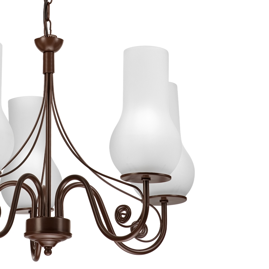 Brilagi - LED Κρεμαστό φωτιστικό οροφής COTTAGE 5xE14/40W/230V καφέ/λευκό