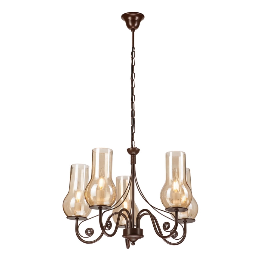 Brilagi - LED Κρεμαστό φωτιστικό οροφής COTTAGE 5xE14/40W/230V καφέ