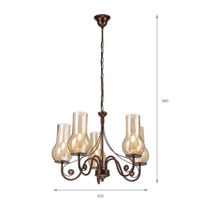 Brilagi - LED Κρεμαστό φωτιστικό οροφής COTTAGE 5xE14/40W/230V καφέ