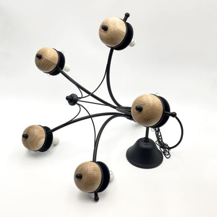 Brilagi - LED Κρεμαστό φωτιστικό οροφής COTTAGE 5xE14/40W/230V οξιά/λευκό