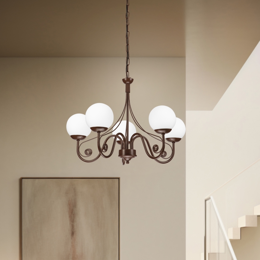 Brilagi - LED Κρεμαστό φωτιστικό οροφής COTTAGE 5xG9/40W/230V καφέ/λευκό