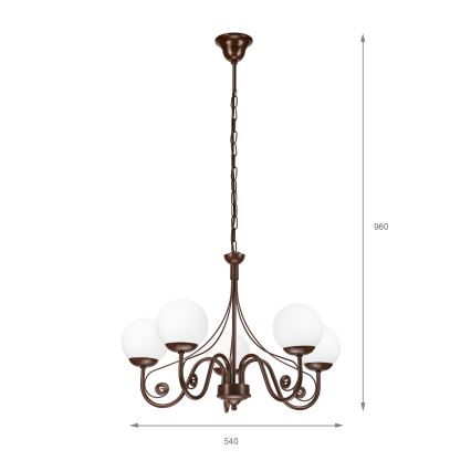 Brilagi - LED Κρεμαστό φωτιστικό οροφής COTTAGE 5xG9/40W/230V καφέ/λευκό