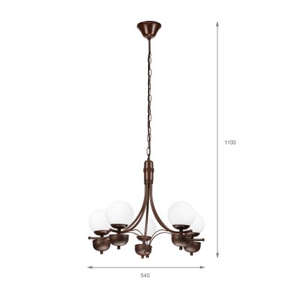 Brilagi - LED Κρεμαστό φωτιστικό οροφής COTTAGE 5xG9/40W/230V δρυς/λευκό